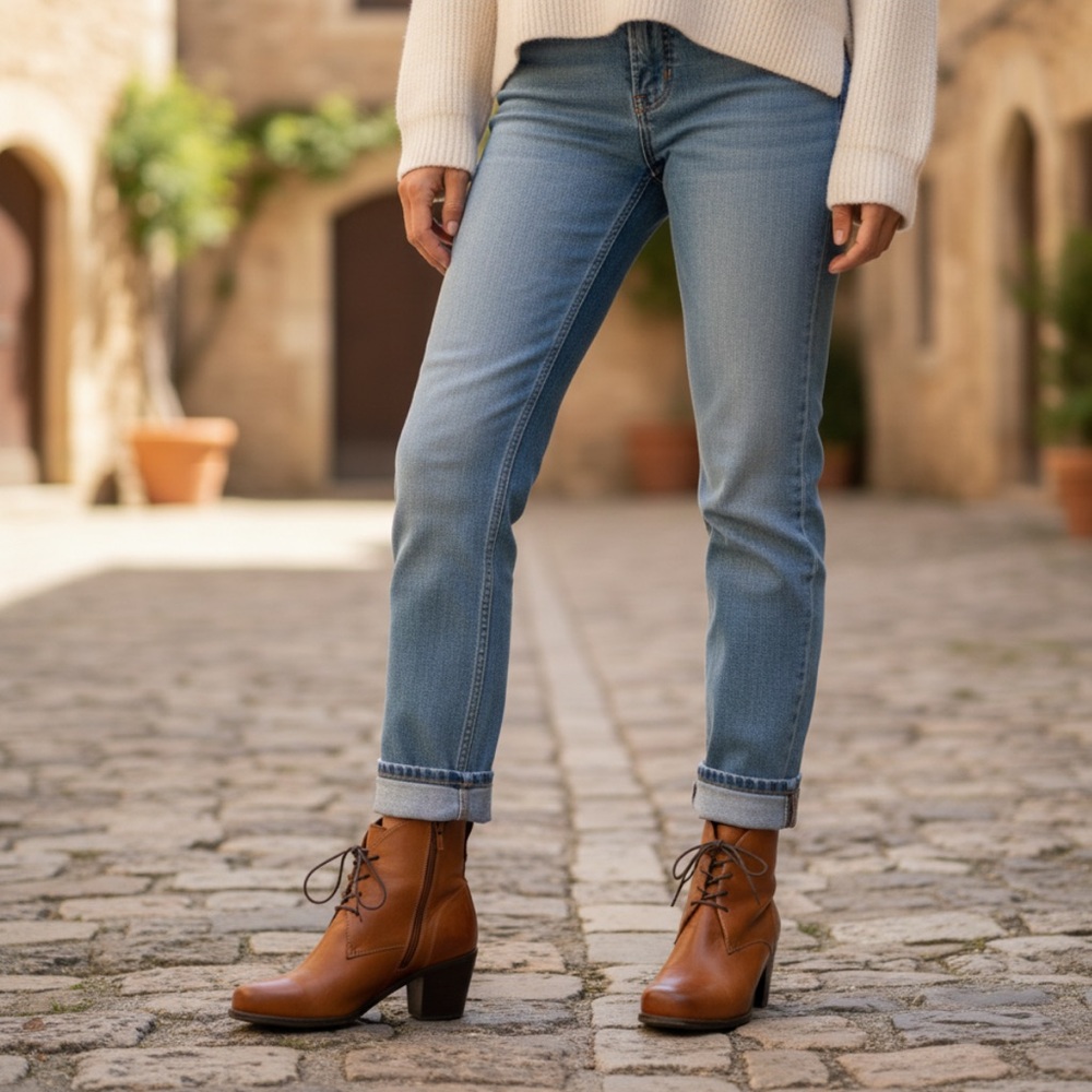 Frye Kendall Chukka Real Cognac Brown Leather Short Lace Up Heeled Ankle Boots - Picture 2 of 12